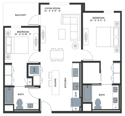 Legacy at Hayward Hayward CA 2 Bedroom B01.01 1068 Sq Ft